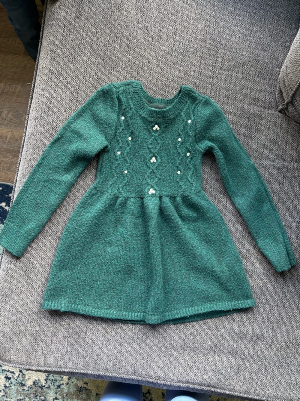 The Children's Place Green Knit Long-Sleeve Dress